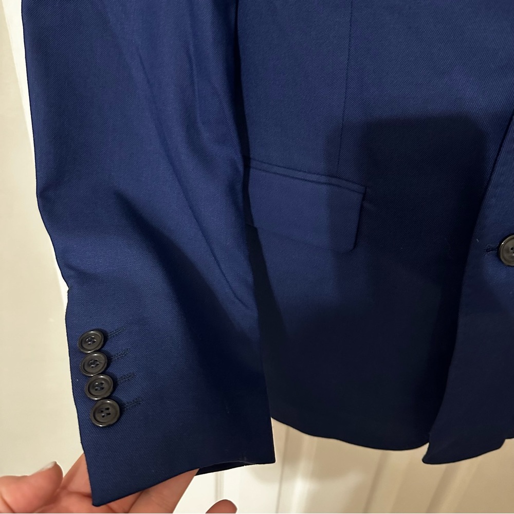 Zara Man 42 Slim Fit Navy Blue Two Button Blazer Sport Coat - Picture 4 of 6